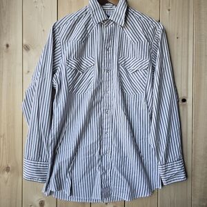 Vintage Ranch And Town Panhandle Slim Striped Western Pearl Snap Shirt Mens